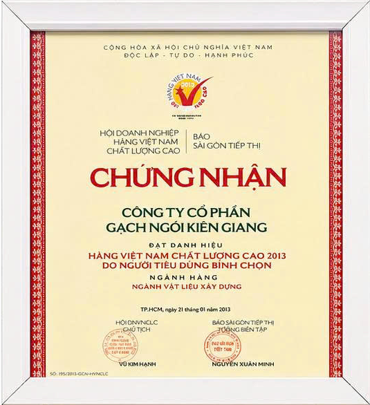 DANH HIỆU HÀNG VIỆT NAM CHẤT LƯỢNG CAO